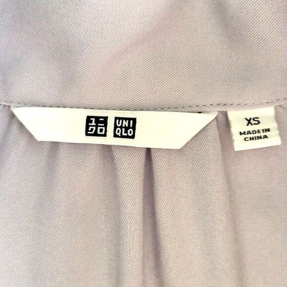 UNIQLO Purple Bow Tie Long Sleeve Button Down Shirt size XS Professional Dressy - Picture 11 of 14